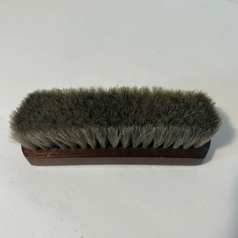 Star 100% Horsehair Shoe Shine Brush Brown Vintage Excellent Wood Made in Brazil